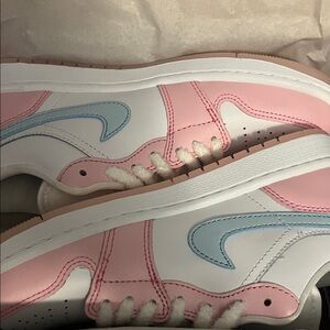 Jordan Women's Pink and Blue Sneakers